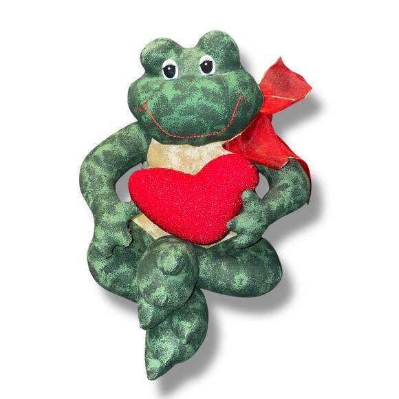 Plush Frog Heart Stuffed Animal Sound Kiss Smooch Ribbon Nursery Valentines 8” - Picture 11 of 12